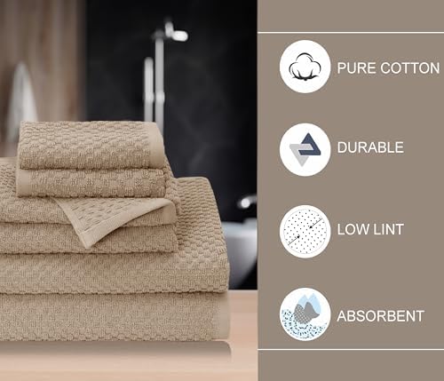 COTTON CRAFT Euro Spa Waffle Weave 6 Piece Towel Set - 100% Cotton - Linen - Image 3