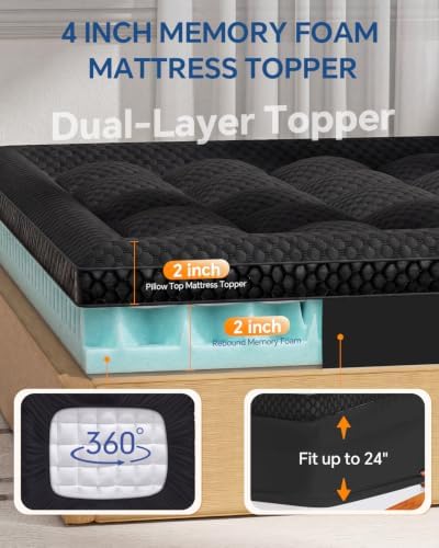 BEDELITE Dual Layer Twin Size Memory Foam Mattress Topper - Image 5