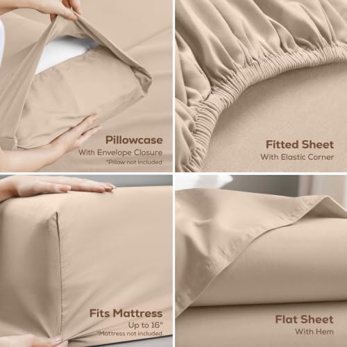 Twin Sheets Set, 3 Pieces 16" Deep Pocket Hotel Luxury Bed Sheets - Image 3