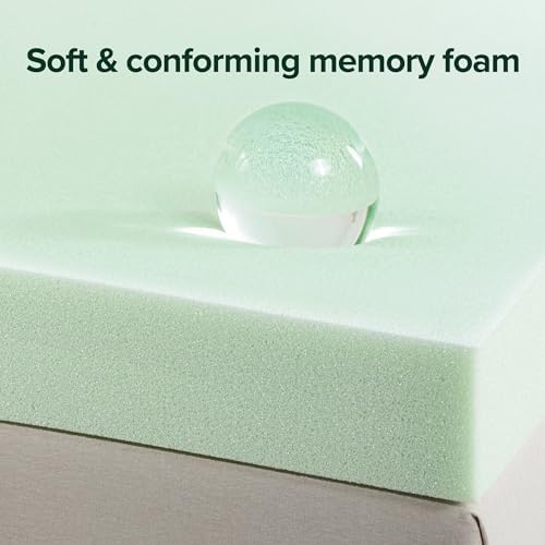 ZINUS 4 Inch Green Tea Memory Foam Mattress Topper, Dorm Bedding, - Image 3