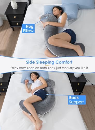 QUEEN ROSE Body Pillow for Side Sleepers, S Shaped Hug Pillow, Velvet Grey - Image 5