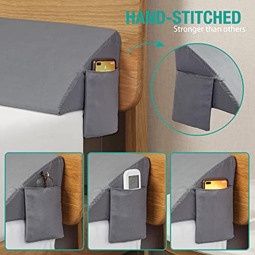 Vekkia Full Bed Wedge Pillow for Headboard Gap, Bed Gap Filler Gray - Image 5