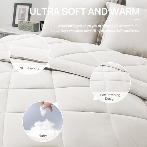 Love's cabin Full Comforter Set Off White, 7 Pieces Full Bed in a Bag, All - Image 5