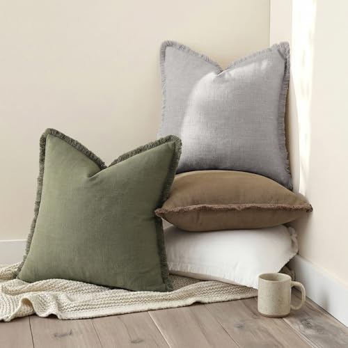decorUhome Linen Fringe Dark Grey Throw Pillow Covers 12x20 Set of 2 - Image 7
