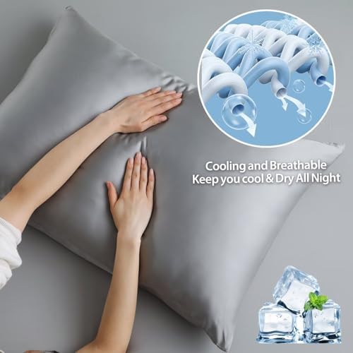 4 Pack Cooling Pillow Cases, Viscose Derived from Bamboo Pillow Protectors King - Image 4