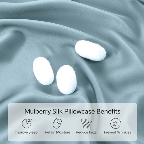 INFIIXSO Silk Pillow Cases 2 Pack, Standard Size, Hidden Zipper, Airy Blue - Image 2