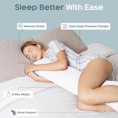 SleepCloud Weighted Body Pillow 6.5lbs, Cooling Tencel Cover, 41” x 10” - Image 2