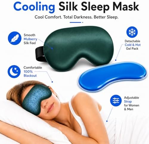 Cooling Sleep Mask with Mulberry Silk Surface & Removable Gel Pack - Image 6