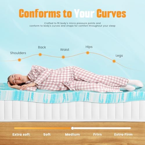 Topper 2 Inch Memory Foam Mattress Topper, Cooling Gel Foam Mattress Topper - Image 4