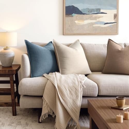 MIULEE Thick Textured Decorative Throw Pillow Covers 20x20 Inch Blue - Image 4