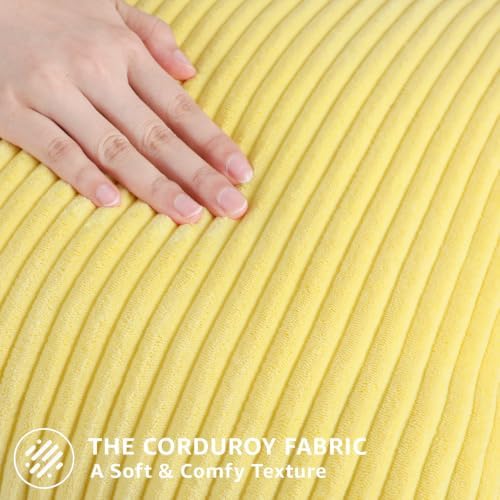 Mecatny Corduroy Throw Pillow Covers 22x22 Set of 2 Sundress Yellow - Image 4
