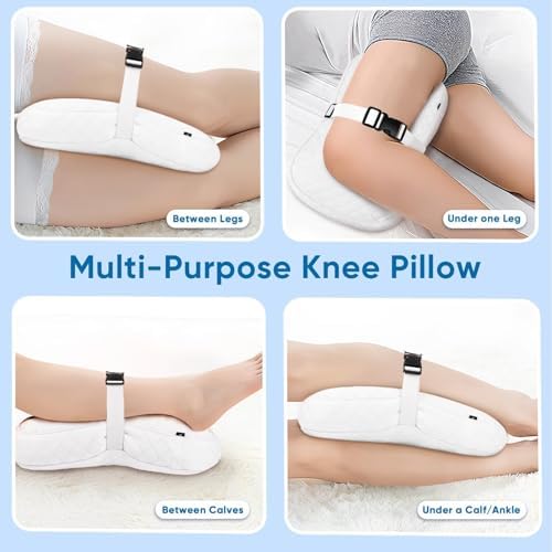 Knee Pillow with Soft Strap for Side Sleepers, Grid - Image 4