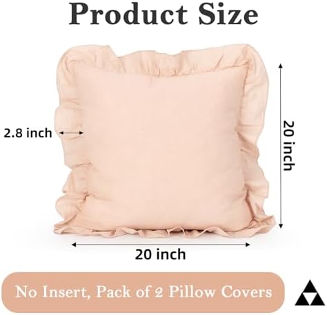 JoraLion Ruffled Throw Pillow Cover 20x20 Solid Blush Pink - Image 6