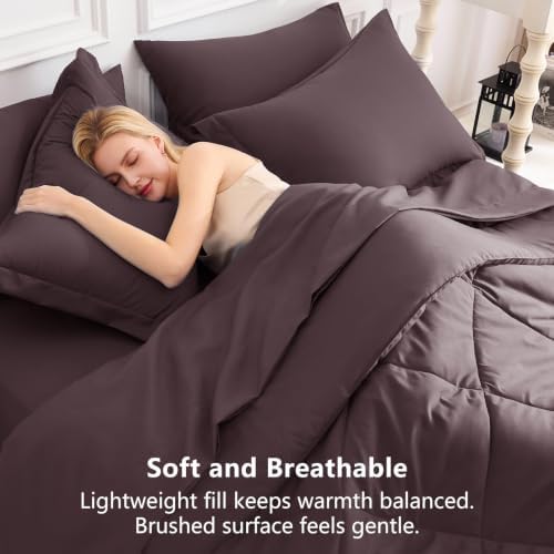 CozyLux Oversized King Comforter Set 120"x98", 7 Piece, Cocoa Powder - Image 4