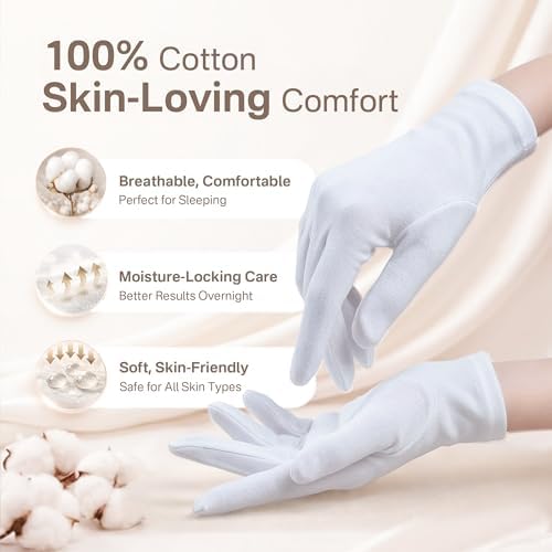 Cotton Gloves for Dry Hands Sleeping, 100% Cotton Eczema Gloves, Sleep Gloves & - Image 2