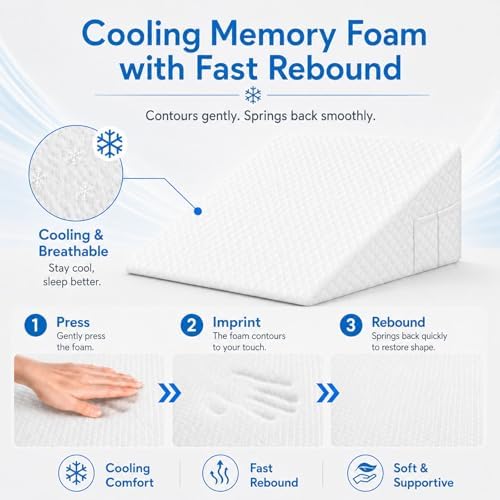 OAISZ Wedge Pillow for Sleep Apnea, 12-Inch Memory Foam Top - Image 4