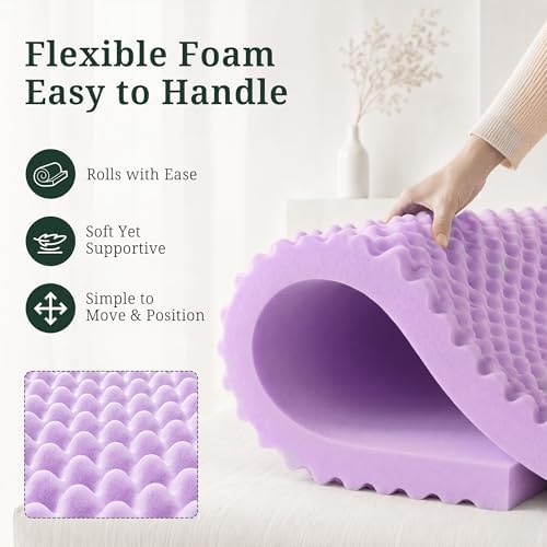 3 Inch Egg Crate Memory Foam Mattress Topper Full, Pressure Relief - Image 3