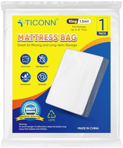 TICONN 1PK Plastic Mattress Bags by TICONN
