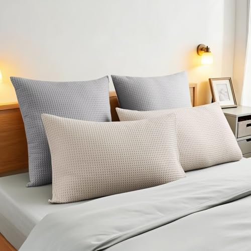 100% Cotton Waffle Weave Throw Pillow Covers Set of 2 - Image 7