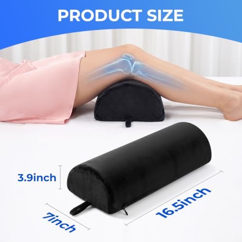 Knee Pillow for Back Sleeping, Half Moon Bolster Pillow for Legs, Memory Foam - Image 3