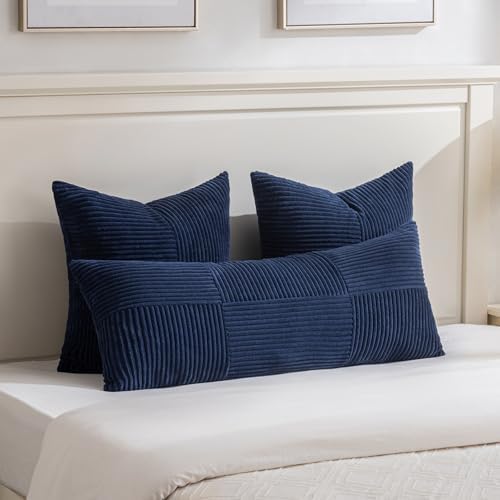 Fancy Homi 2 Packs Navy Blue Euro Decorative Throw Pillow Covers 26x26 Inch - Image 5