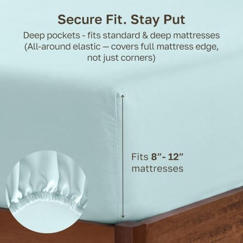 Soft Natural 100% Cotton Sateen Twin Fitted Sheet - Image 4