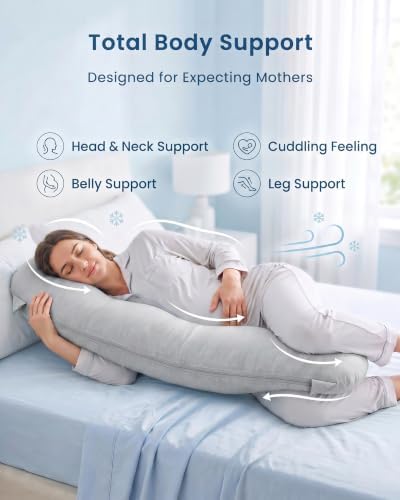 YZ HOME Cooling J Shaped Pregnancy Pillow, Removable Cover - Image 5