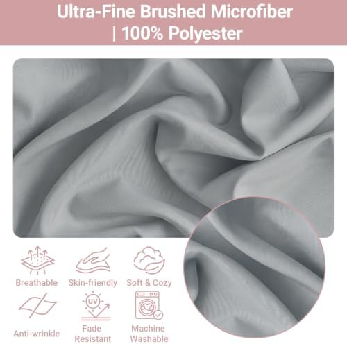 Set of 2 Microfiber Ruffle Pillow Cases Queen Size Silver Gray - Image 2