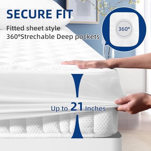 MEELUS Twin XL Mattress Protector Waterproof, Fitted Deep Pocket 8-21 - Image 5