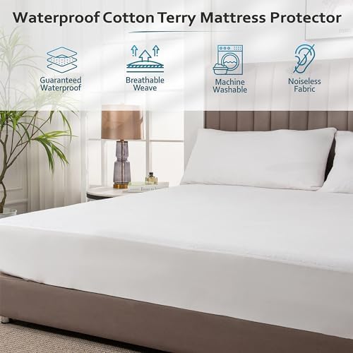 PlushDeluxe Waterproof Twin XL Mattress Protector, Terry Cotton - Image 5
