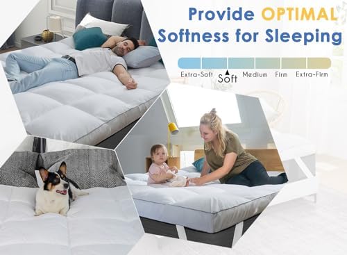 Marine Moon Mattress Topper Full Cooling Plush Pillow Top Mattress Pad Feather - Image 5