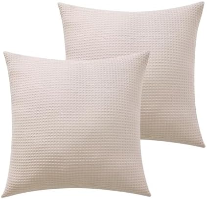 100% Cotton Waffle Weave Throw Pillow Covers Set of 2 - Image 2