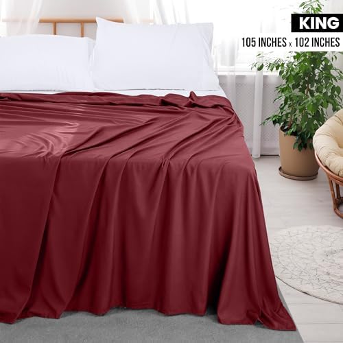 King Size Flat Sheet Only, Ultra Soft & Breathable Hotel Sheets - Image 2