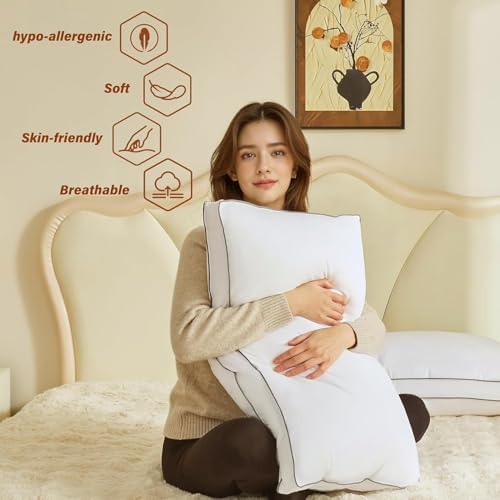 Goose Down Fiber Body Pillow for Adults, Long Bed Pillows - Image 3