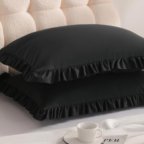Ruffled Standard Pillow Shams, 2 Pack, 20x26 Inches by Aerlomi