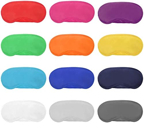 12 Pack Blindfold Sleep Masks for Kids Women Men, 12 Colors by Hicarer