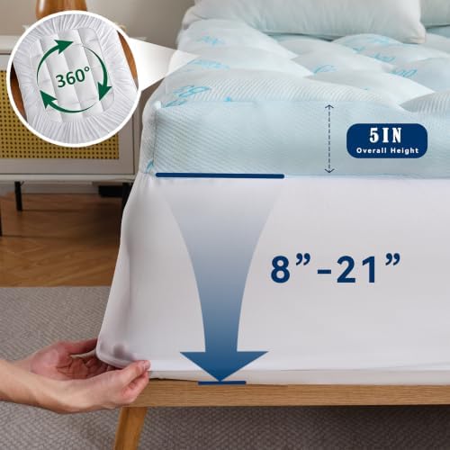 DOWNCOOL 5 Inch Cooling Twin Mattress Topper, Bamboo Viscose Air Layer | Ultra - Image 4