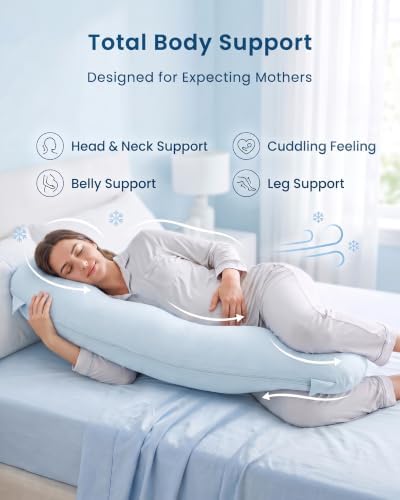 YZ HOME Cooling J Shaped Pregnancy Pillow, Removable Cover - Image 5