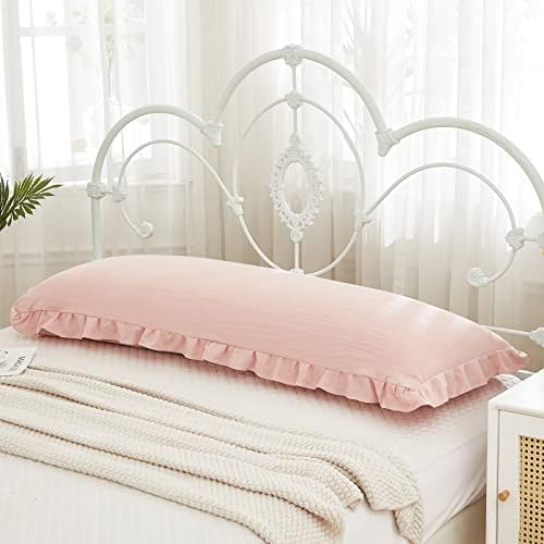 Pink Body Pillow Cover 20x54inches Long Pillowcase Ruffled Pillowcases Shabby - Image 4