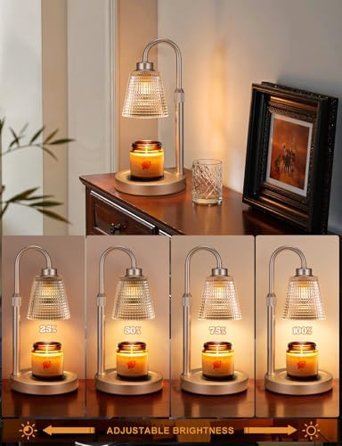 Champagne Gold Candle Warmer Lamp with Timer, Dimmable Candle Warmer for Home Decor, Height Adjustable Candle Lamp for Jar Candles, Birthday Gifts for Women Mom, House Warming Gifts New Home - Image 2