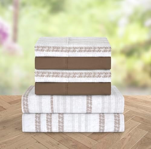 Elegant Comfort 6-Piece Sheet Set Deep Pocket Stripe, Traci Linen - Image 2