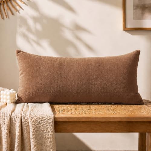 JoraLion Chenille Lumbar Pillow Covers 12X24 inch Dark Orange by JoraLion