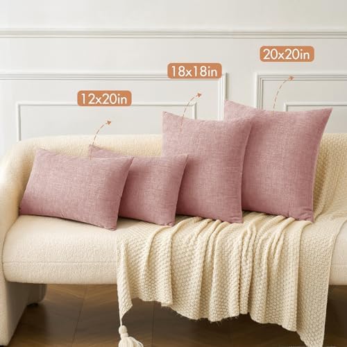 MIULEE Soft Chenille Throw Pillow Covers Blush Pink 18x18 Inch Pack of 2 - Image 4