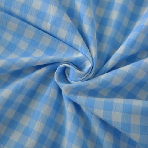 Mywinlle Vintage Sky Blue Plaid Ruffle Pillow Shams Standard Size Set of 2 - Image 5