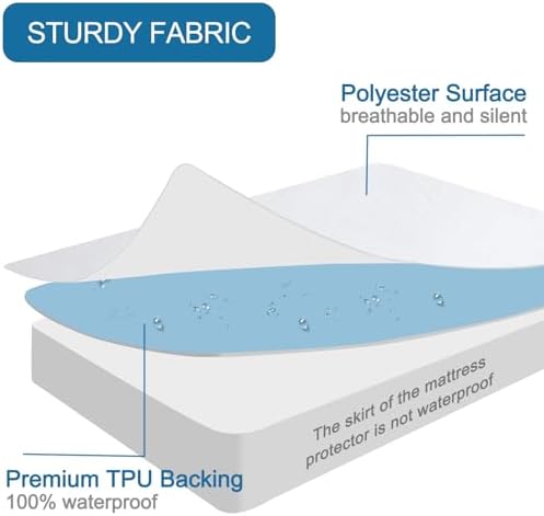 Full Size Waterproof Mattress Protector Cover Pad, Bed Fitted Sheet - Image 4