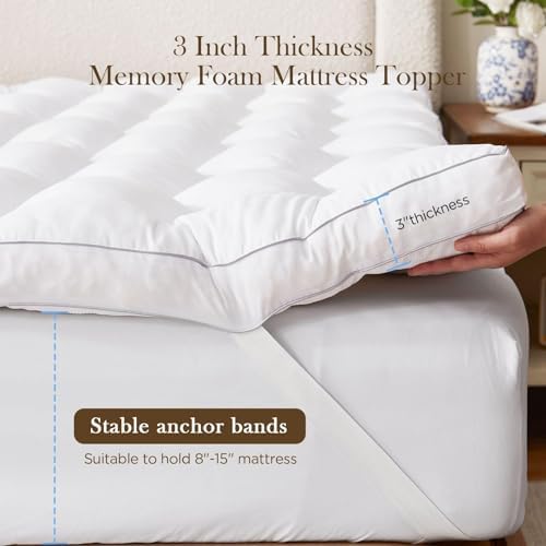 3 Inch Memory Foam Mattress Topper Back Pain Relief - Image 4