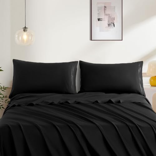 Black King Size Pillow Cases Set of 2, Microfiber - Image 2
