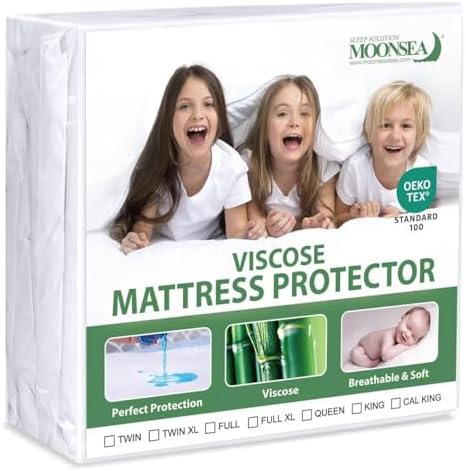 Waterproof Mattress Protector Twin Size, Twin Fitted Mattress Cover by Moonsea
