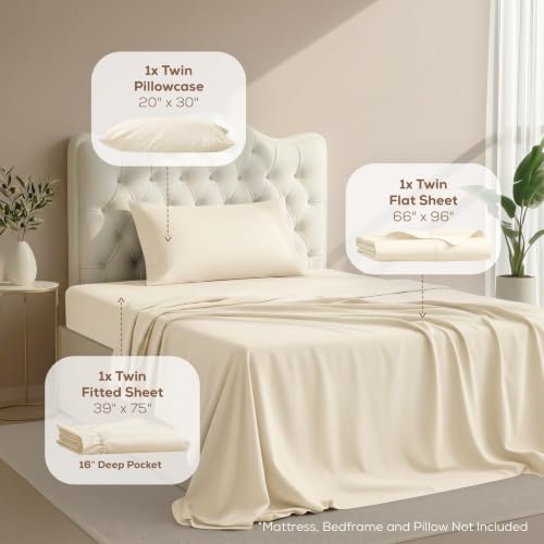 Twin Sheets Set, 3 Pieces 16" Deep Pocket Hotel Luxury Bed Sheets - Image 2