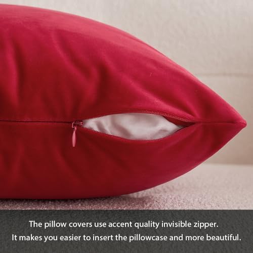 MIULEE Velvet Throw Pillow Covers 12x12 Inch Pack of 2 Red - Image 5